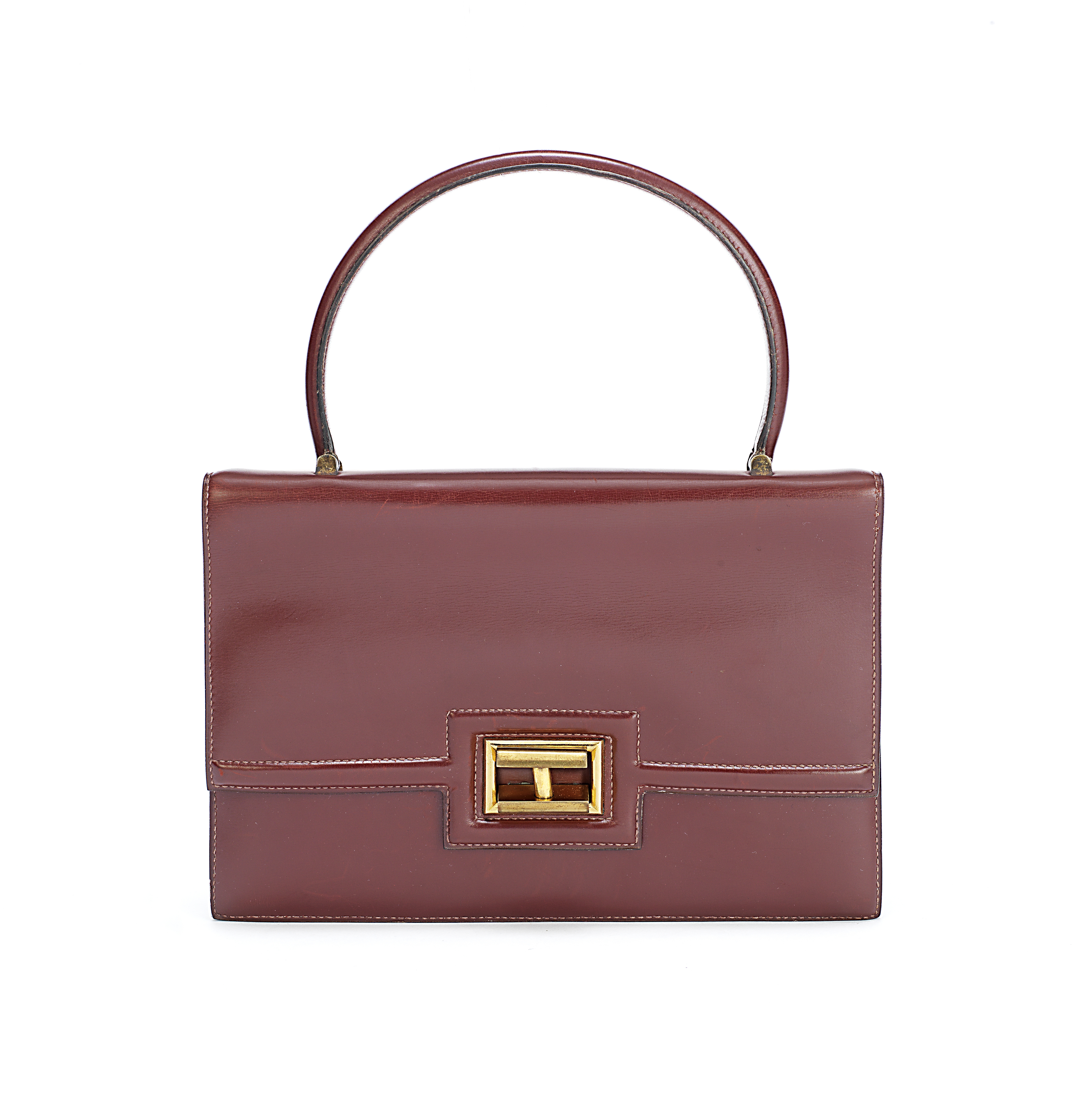 Rouge H Box Leather Top Handle Bag, Herm&#232;s, 1960's, (Includes leather coin purse)