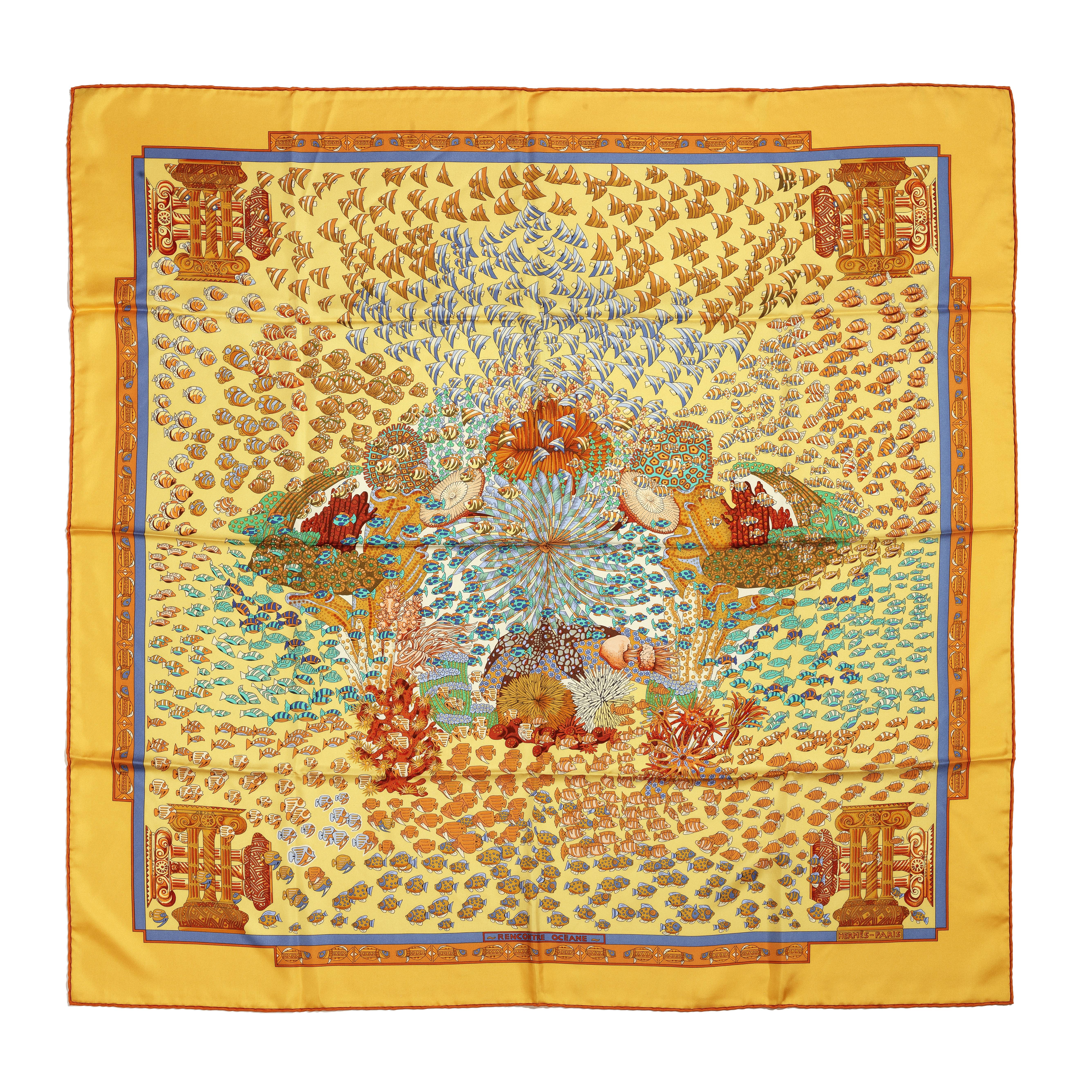 'Rencontre Oceane' Silk Scarf, Herm&#232;s,