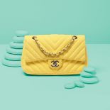 Yellow Jersey Chevron Flap Bag, Chanel, c. 2009-10, (Includes serial sticker)