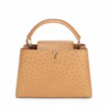 Tan Ostrich Capucines PM, Louis Vuitton, c. 2016, (Includes shoulder strap, dust bag and box)