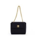 Black Satin Evening Bag, Chanel, 1990s,