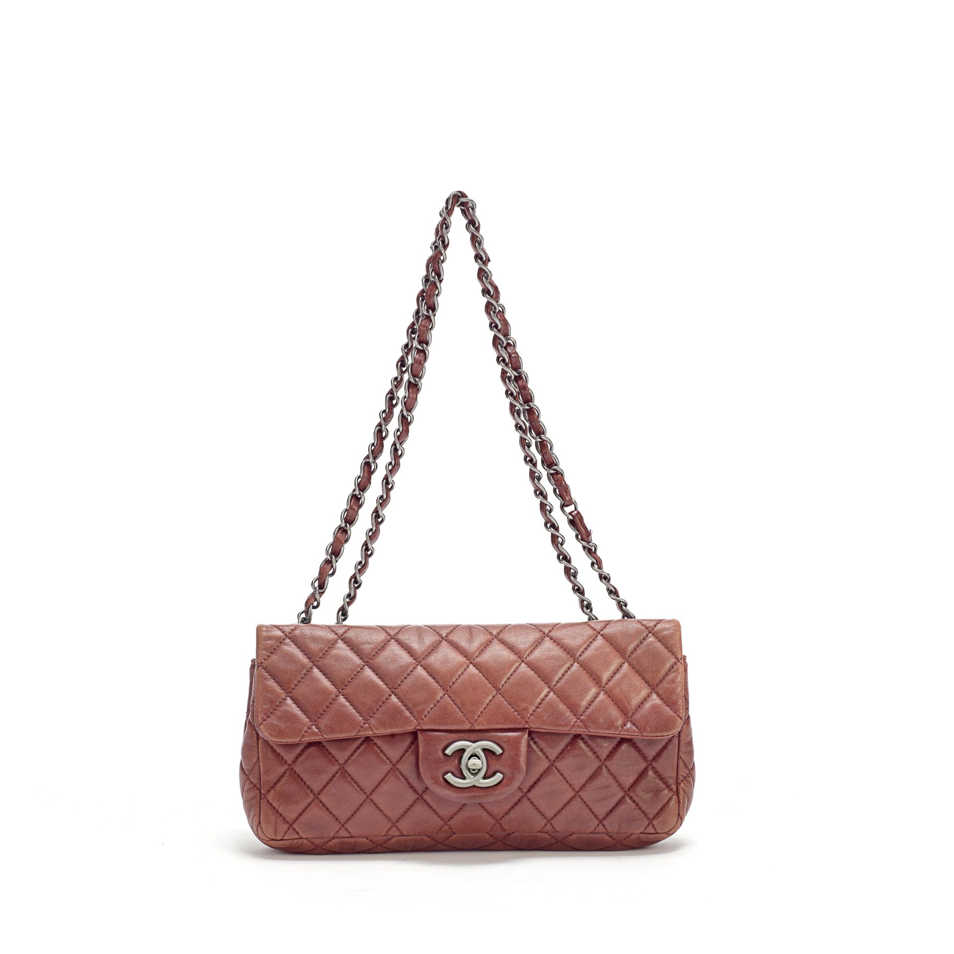 Burgundy East/West Flap Bag, Chanel, c. 2008-09, (Includes serial sticker and dust bag)
