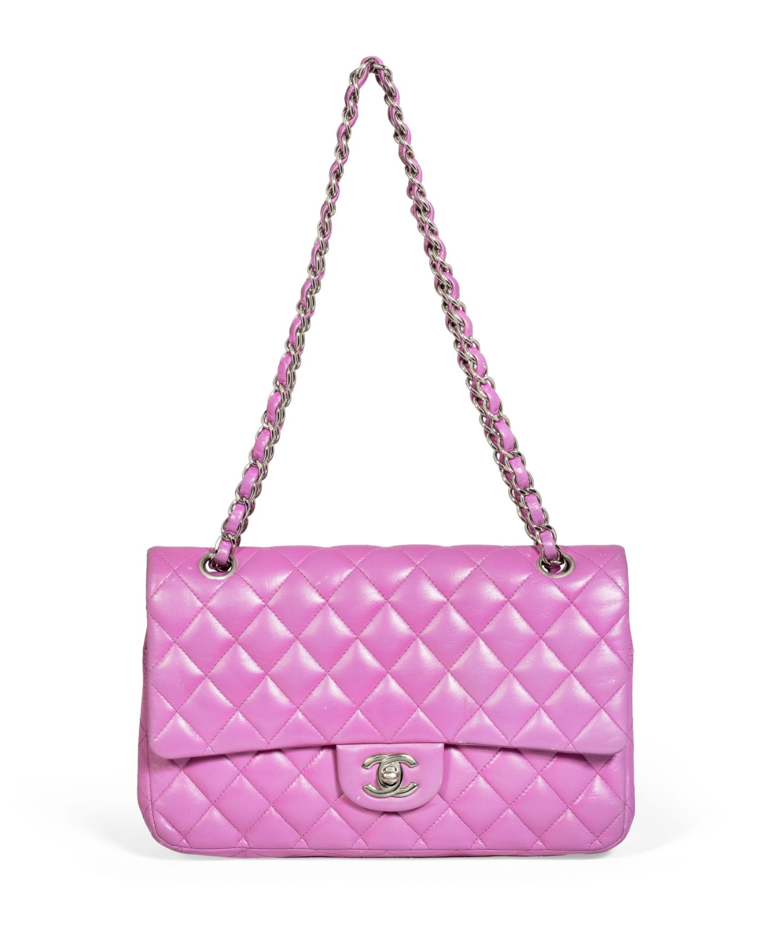 Hot Pink Classic Double Flap Bag, Chanel, c. 2010-11, (Includes serial sticker )