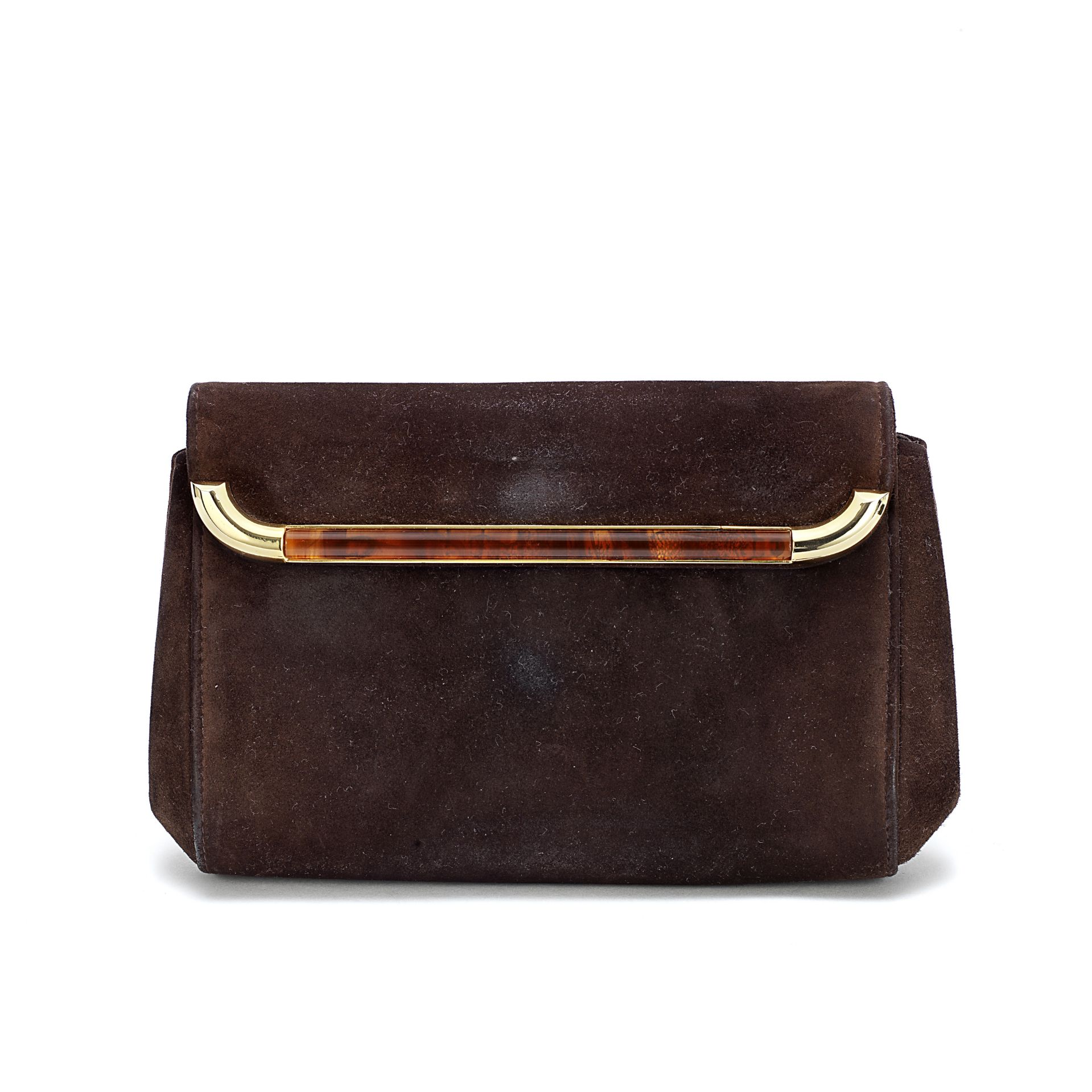 Brown Suede Clutch Bag, Gucci, 1970s, (Includes mirror and dust bag)