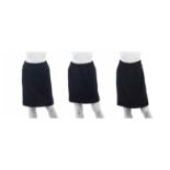 Three Black Wool Skirts, Chanel, 1990s,