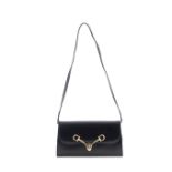 Black Jockey Flap Bag, Gucci, 1980s, (Includes dust bag and mirror)