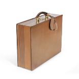 Tan Leather Triple Briefcase, Gucci, early 1980s, (Includes key, cloche and luggage tag)