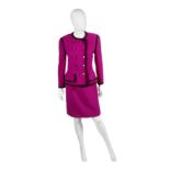 Fuschia Boucle Wool Skirt Suit, Chanel, early 1990s Collection 26,