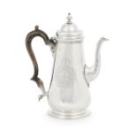 A George II silver coffee pot maker unclear, London 1755