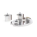 An Italian 'Cannete' design five-piece silver tea and coffee service including tray Cleto Munari,...