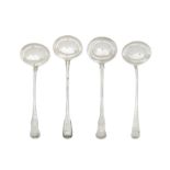 Four silver soup ladles Eley, Fearn & Chawner, 1810; George Adams, 1849; William Eaton, 1836; Lia...