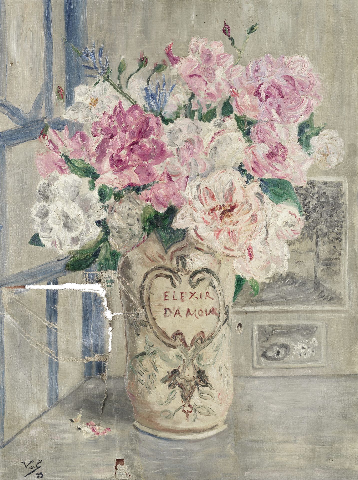 Valentine Synave Nicolaud (Fray) Val (Belgian, 1870-1943) Vase of roses