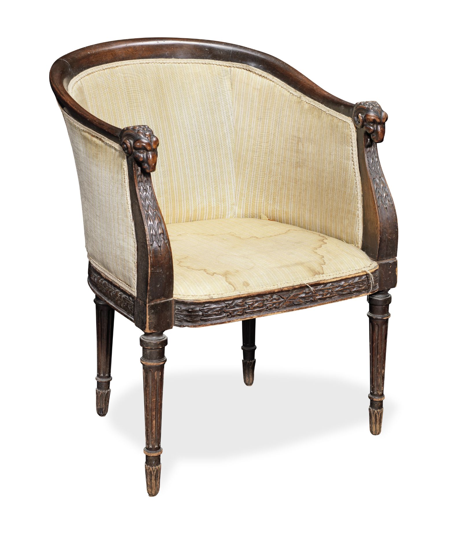 A Victorian tub back or 'curule' bergere in the George III Neoclassical style