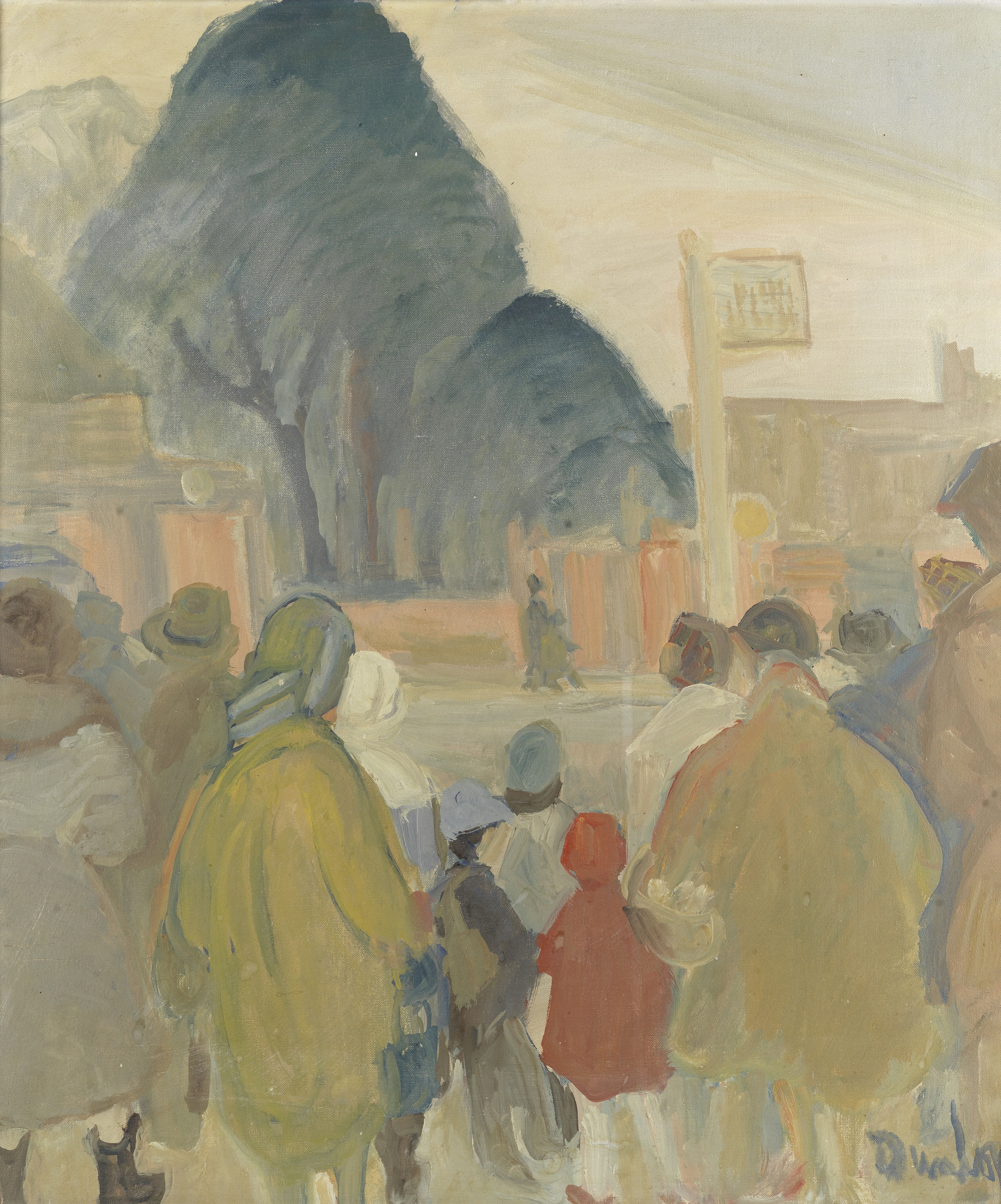 Ronald Ossory Dunlop R.A., R.B.A. (British, 1894-1973) The bus stop