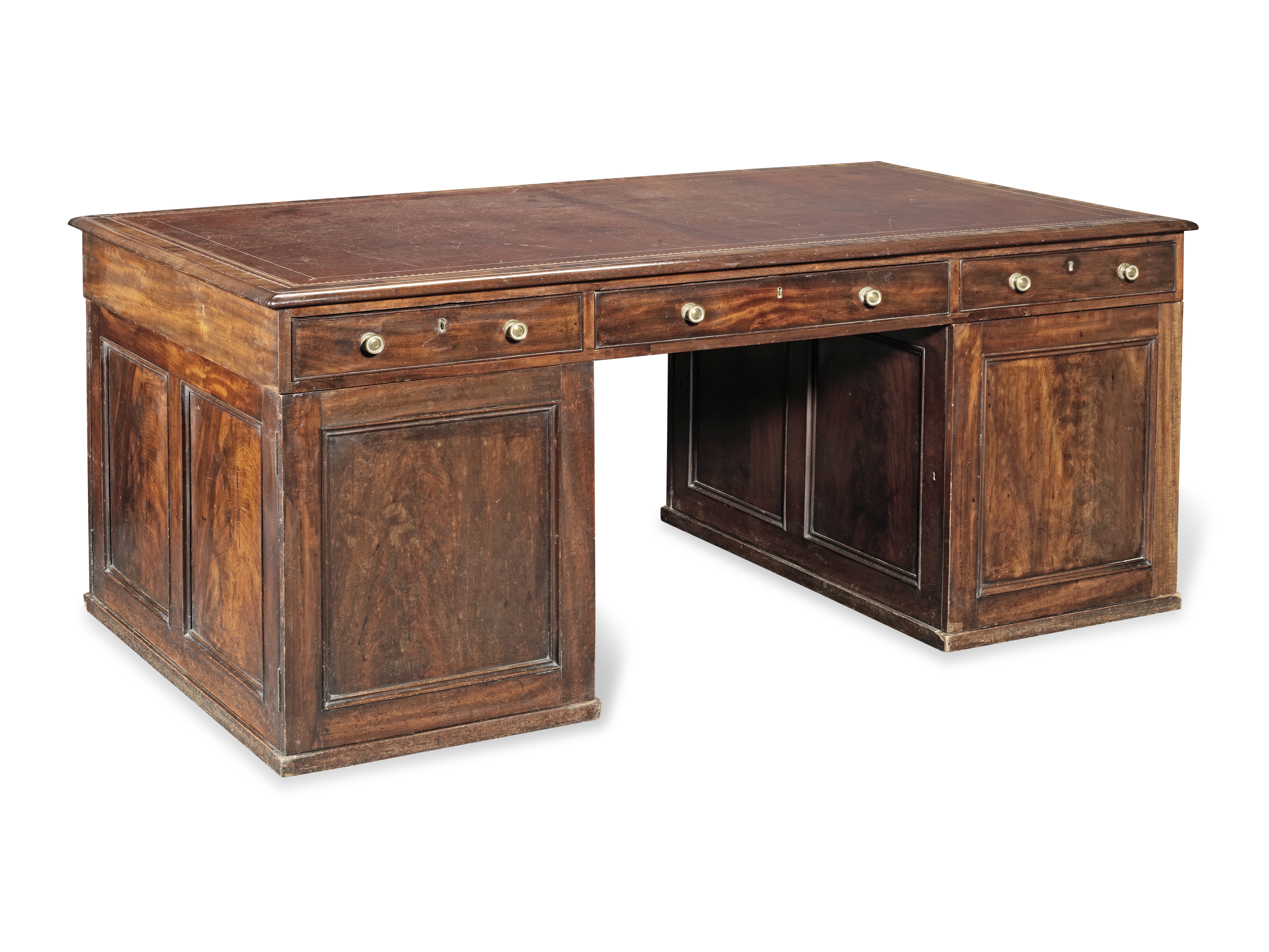 A George IV mahogany partners' pedestal desk