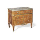 A Swedish late 18th/early 19th century ormolu mounted rosewood and marquetry commode in the manne...