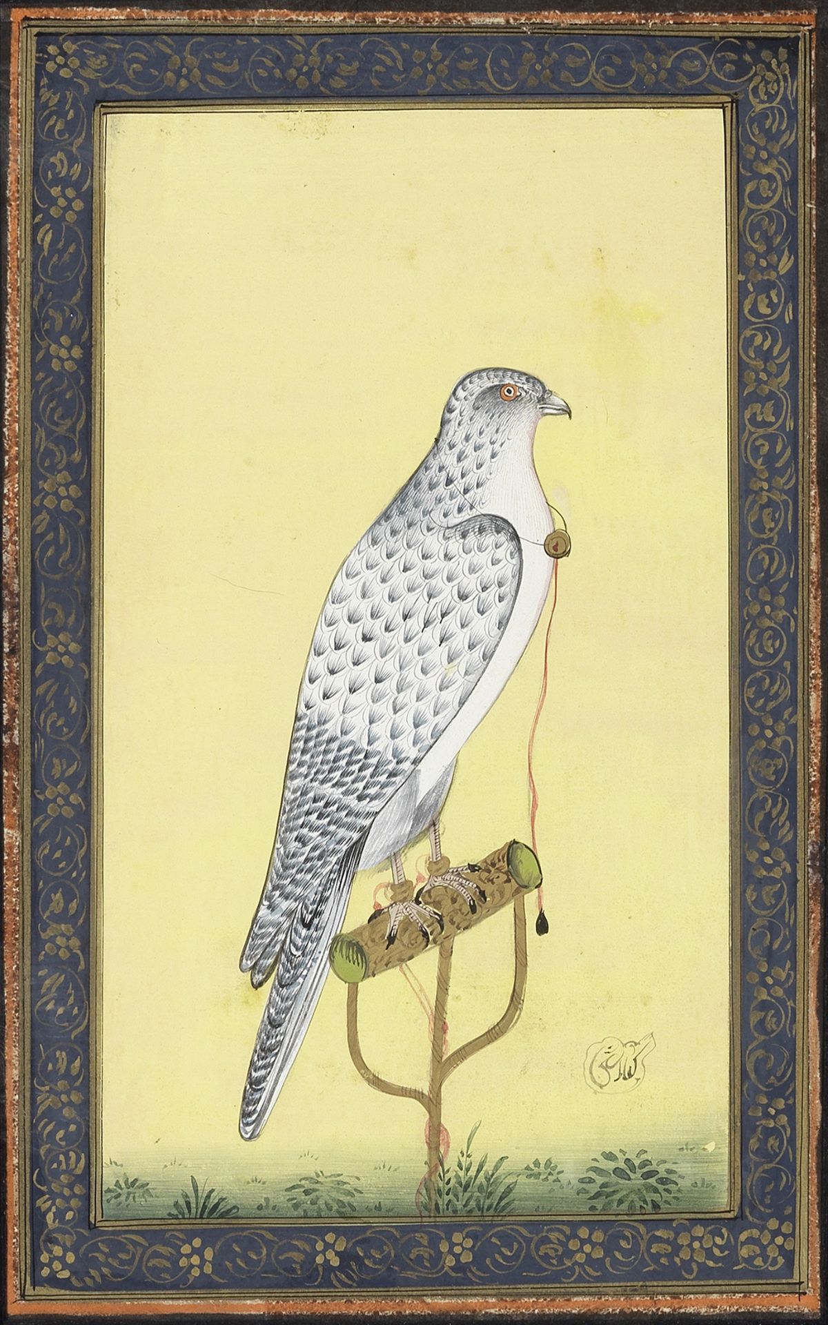 Indian school, late 19th century/early 20th century: A painted gouache of a falcon,