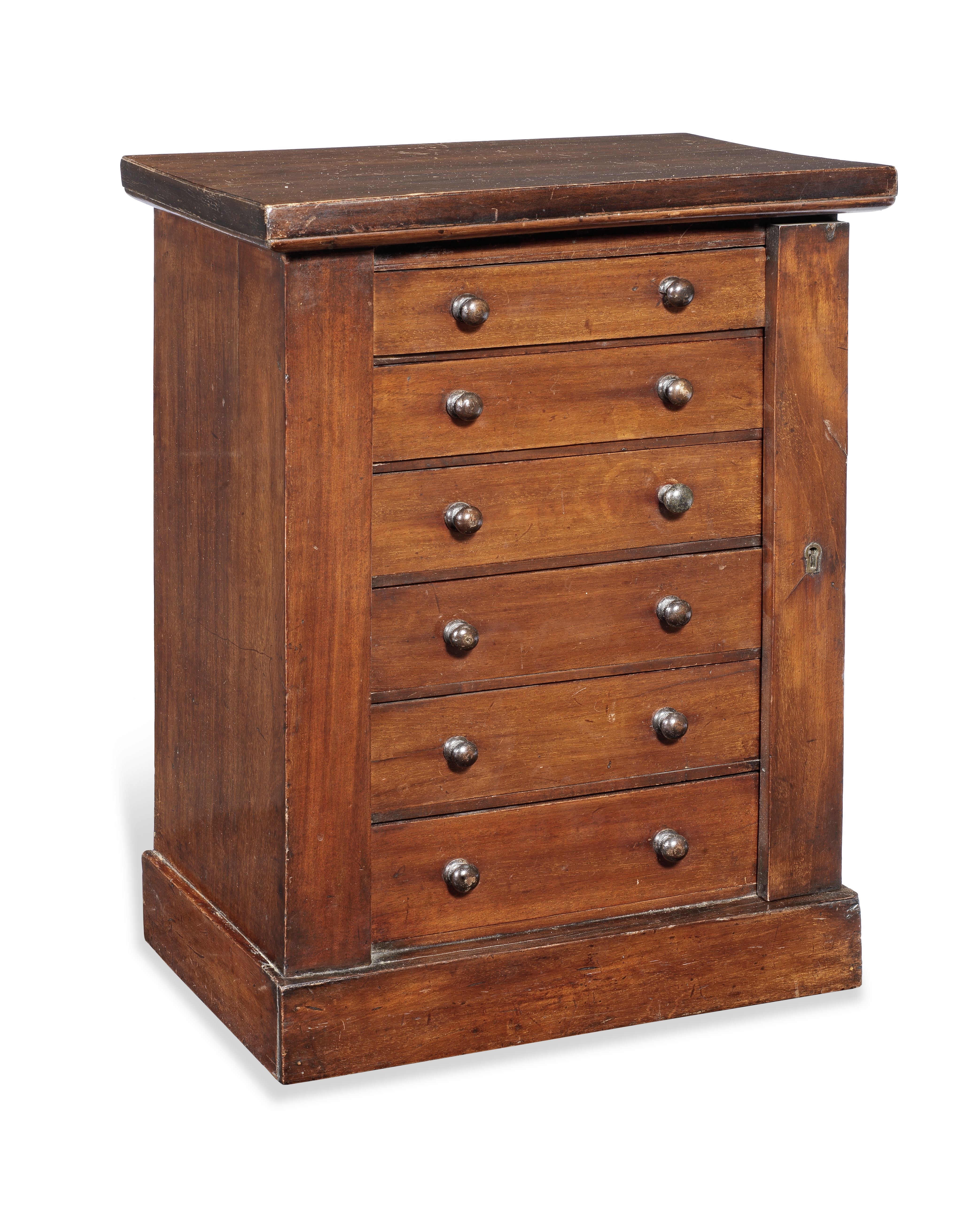 A Victorian mahogany miniature or child's mahogany Wellington chest