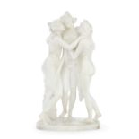 After Antonio Canova (Italian, 1757-1822): A late 19th Italian carved alabaster figural group of ...