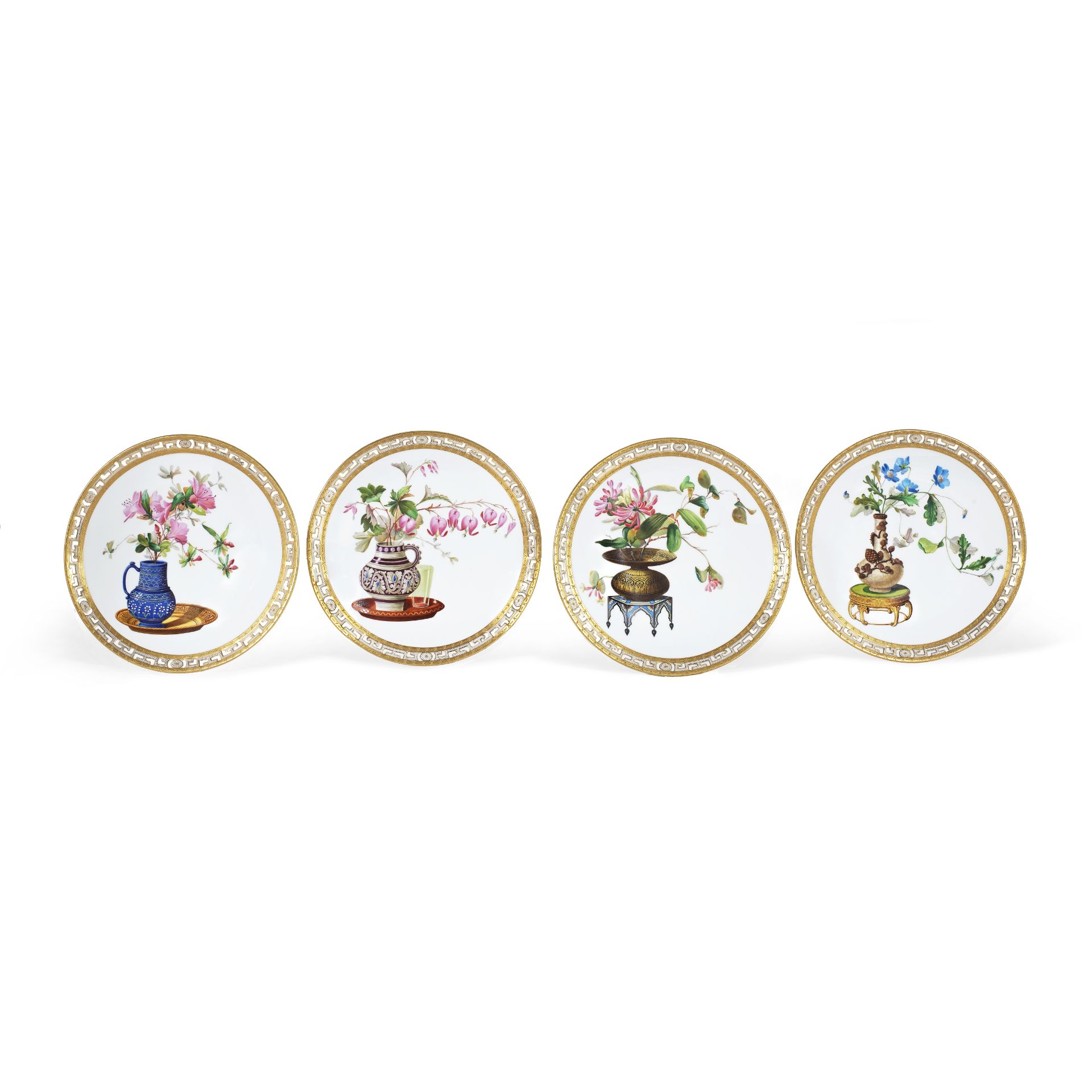 A part set of four late 19th century Minton porcelain reticulated plates circa 1880