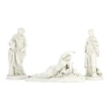 A pair of late 19th century Copeland Parian porcelain figures of 'Ruth' and 'Rebekah' and a furth...