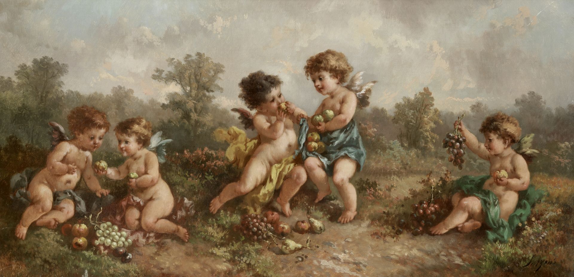 Charles Augustus Henry Lutyens (British, 1829-1915) Cherubs tasting fruit