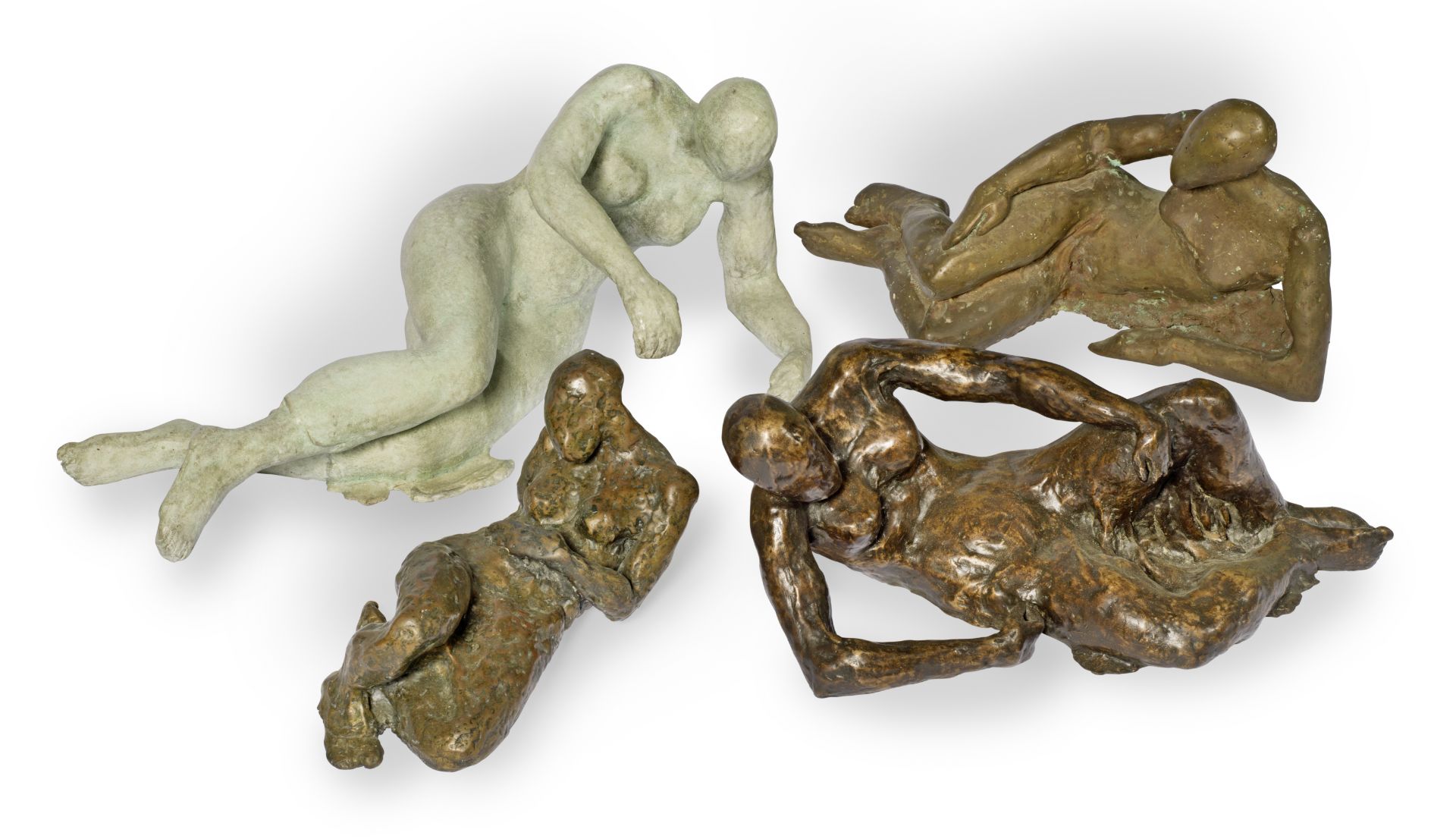 Stella Shawzin (South African, 1920-2020) Four reclining female nudes h.22 x w.52 cm., and smalle...