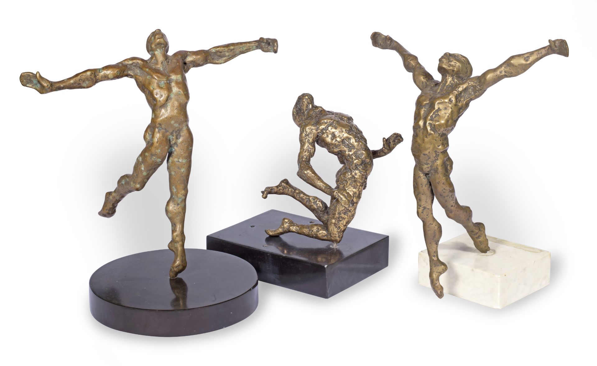 Stella Shawzin (South African, 1920-2020) Figures in Ecstasy: a set of 3 48cm high and smaller. ...