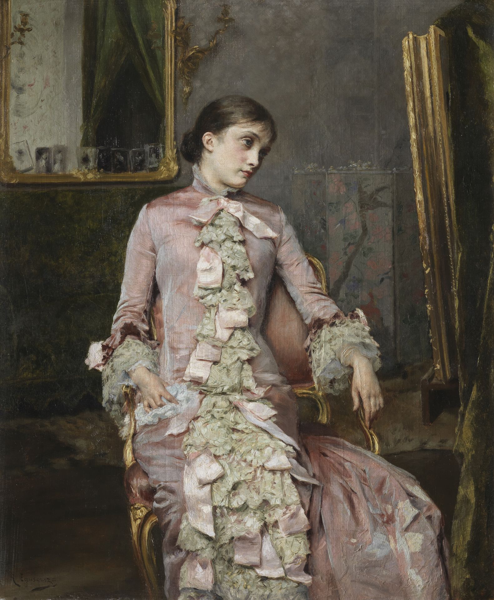 Rogelio de Egusquiza (Spanish, 1845-1915) Lady in pink