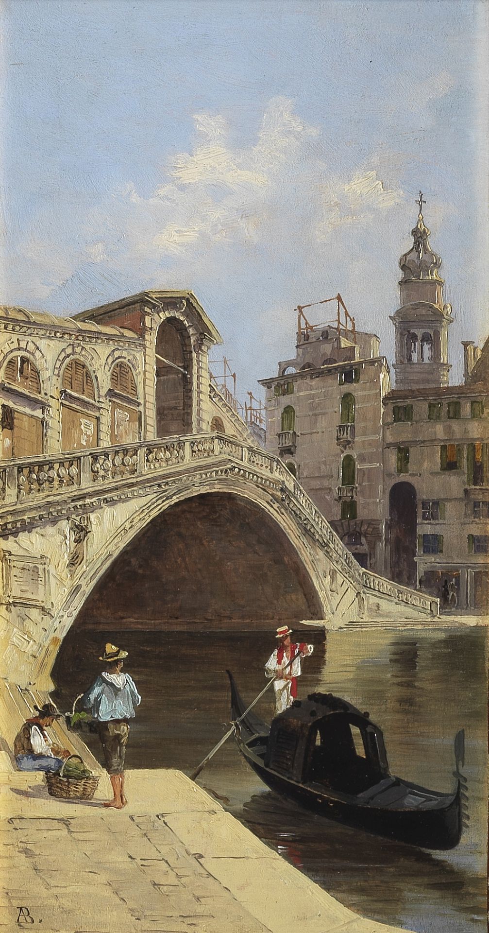 Antonietta Brandeis (Czech, 1849-1926) Gondola in front of the Rialto Bridge