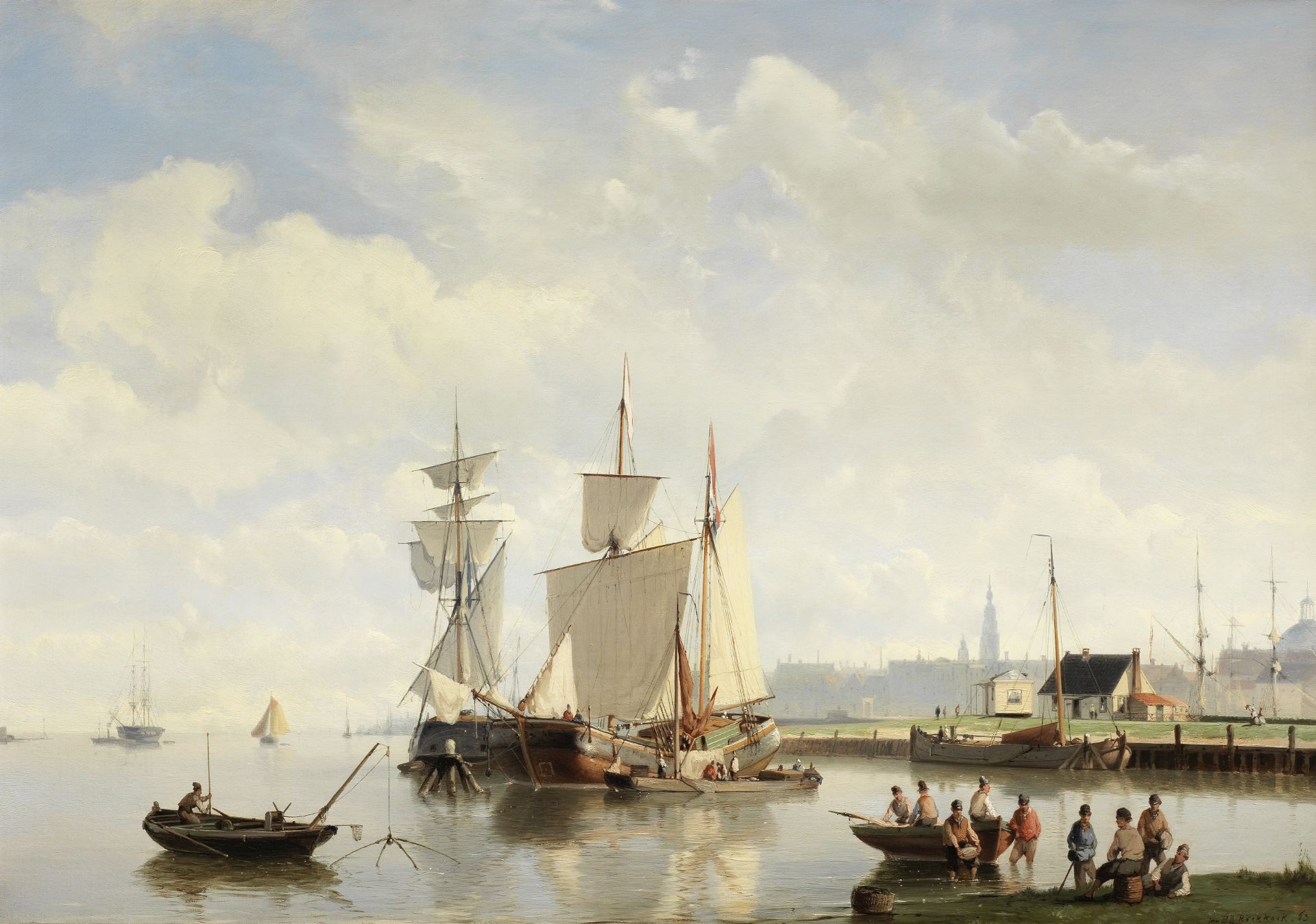 Johannes Hermanus Barend Koekkoek (Dutch, 1840-1912) The harbour at Amsterdam