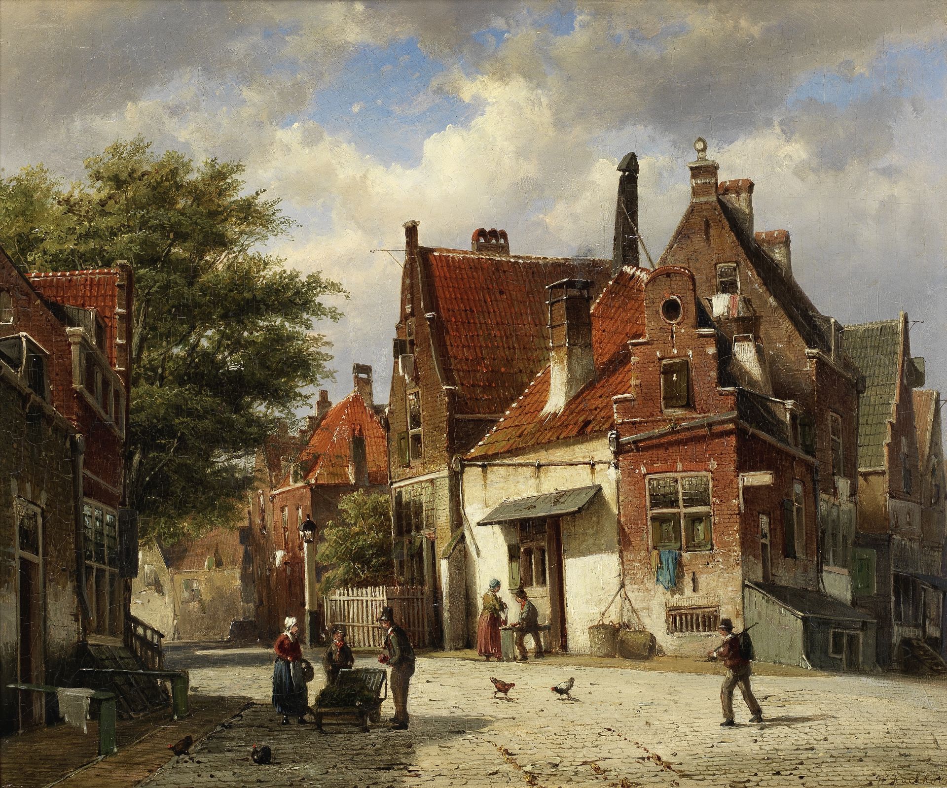 Willem Koekkoek (Dutch, 1839-1895) Street scene, old Rotterdam