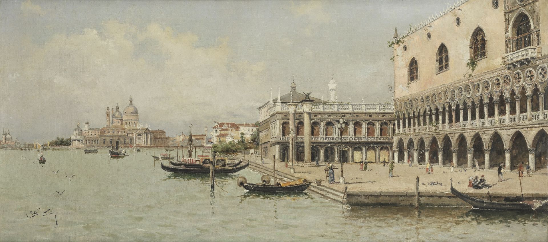 Antonio Mar&#237;a de Reyna Manescau (Spanish, 1859-1937) The Doge's Palace and the Molo, Venice ...