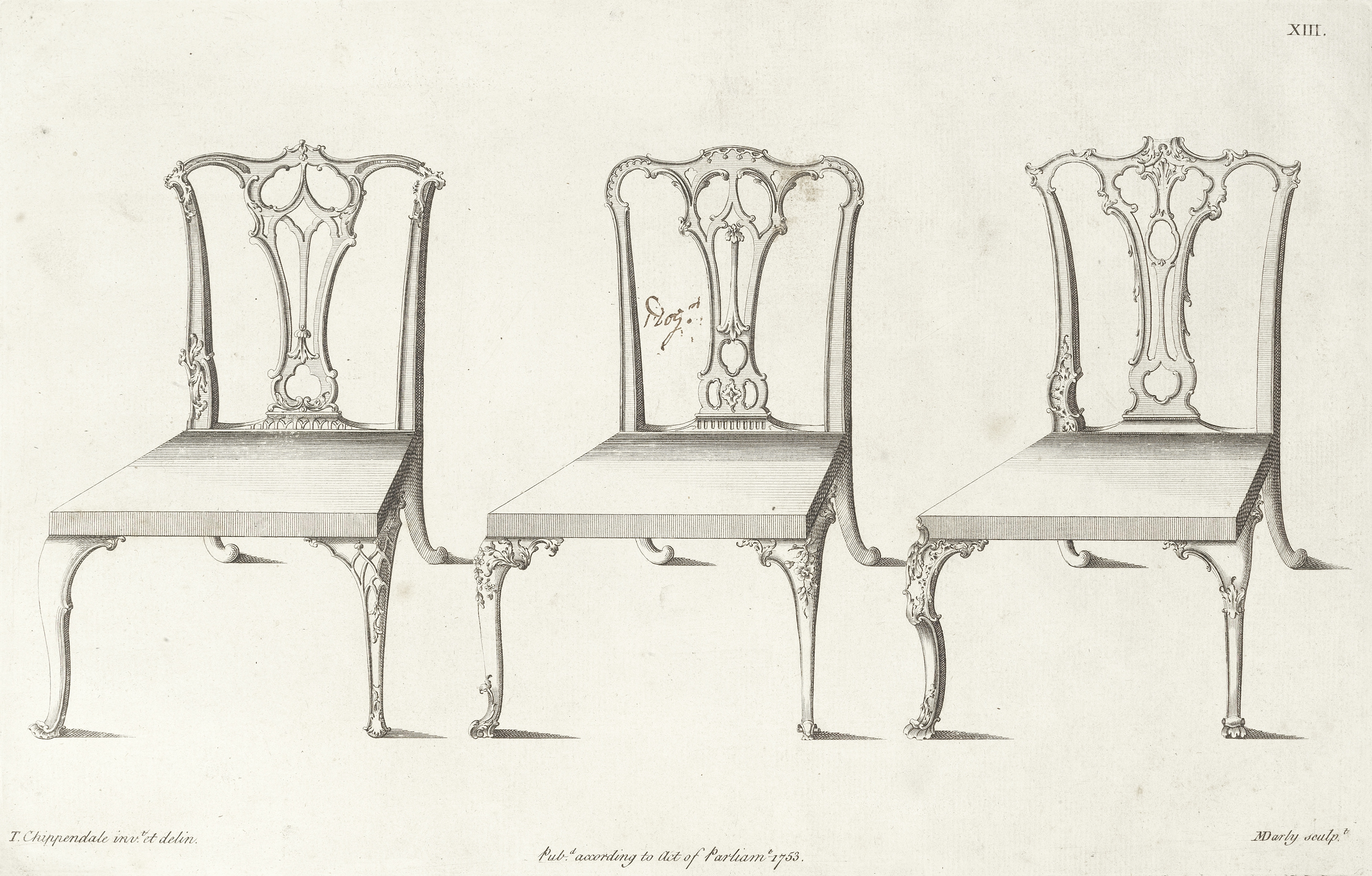 CHIPPENDALE (THOMAS) The Gentleman and Cabinet-Maker's Director, 77 plates only, [c.1754]; with M...