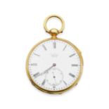 Fc Ls Barbezat, Chaux De Fonds. An 18k gold key wind minute repeating open face pocket watch with...