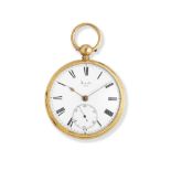 J. R. Arnold, London. An 18K gold key wind open face chronometer pocket watch Late 18th century a...