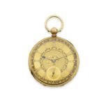 John James, 5 Renshaw Street, Liverpool. An 18K gold key wind open face pocket watch Chester Hall...