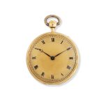 Perrin Freres. A continental gold key wind open face quarter repeating pocket watch with duplex e...