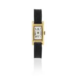 Cartier. A lady's 18K gold manual wind rectangular wristwatch (AF) Tank, London Import mark for ...