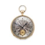 A silver and pink metal key wind quarter repeating open face pocket watch Circa 1850