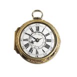 John Harris, London. A very large and rare silver gilt key wound coach pair case clock watch with...
