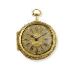 Andrew Dunlop. A fine early 18th century gold repouss&#233; repeating pair case pocket watch Circ...