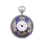 A silver key wind open face Jacquemart automaton quarter repeating pocket watch Circa 1820