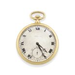 Tiffany. An 18K gold keyless wind open face pocket watch Circa 1920