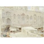 Albert Goodwin, RWS (British, 1845-1932) A market at the Qalawun Complex, Cairo