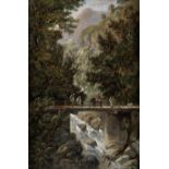 Maj. Gen. Sir Charles Walters D'Oyly, Bt. (British, 1822-1900) Figures crossing a bridge in the H...