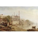 Richard Robert Drabble (British, exhibited 1859-1885) The Mosque of Aurangzeb, Benares (painted c...