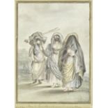 French School, early 19th Century 'Dame de Tunis allant a la promenade avec deux esclaves'
