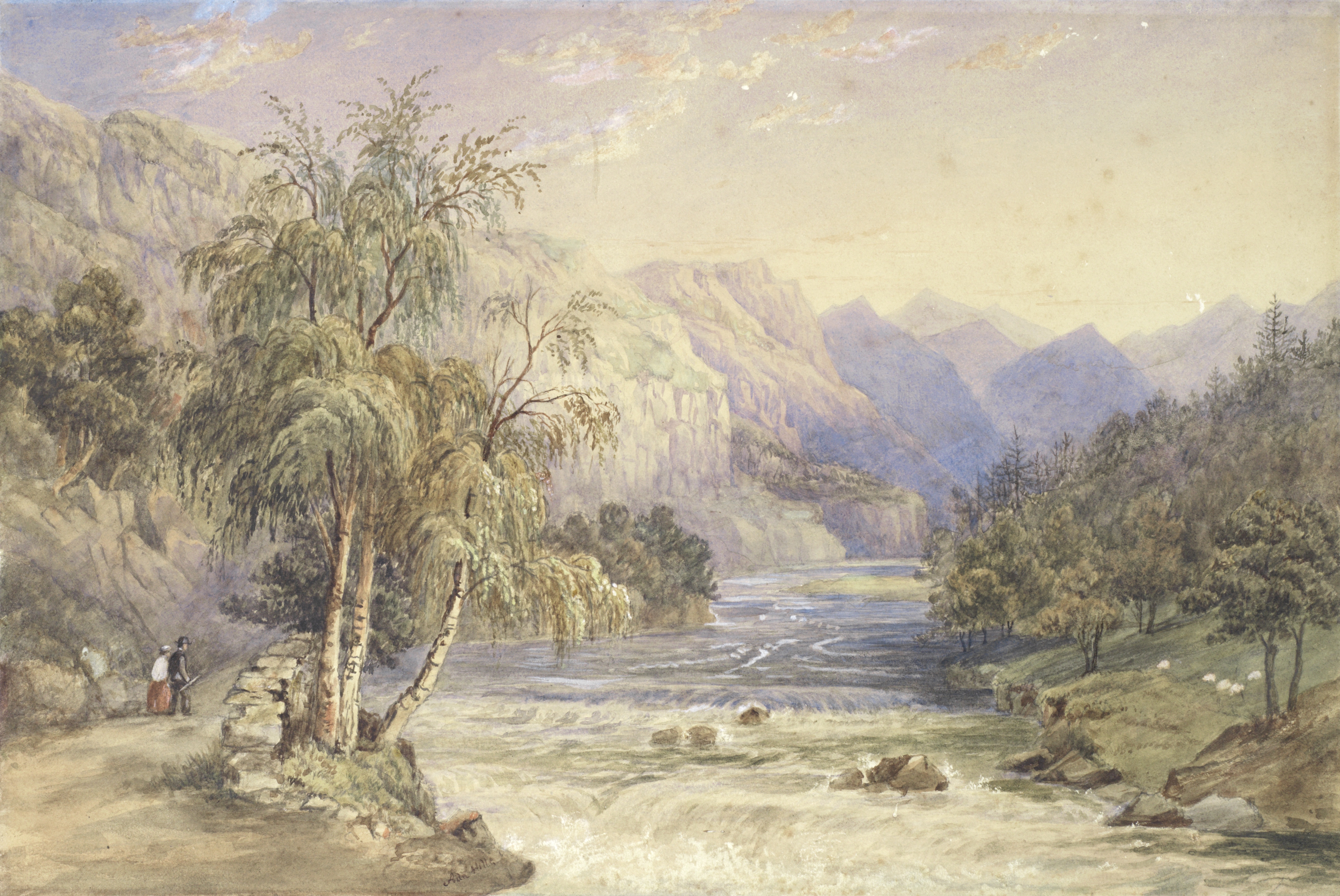 Continental School, late 19th century A mountain landscape, believed to be New Zealand mounted bu...