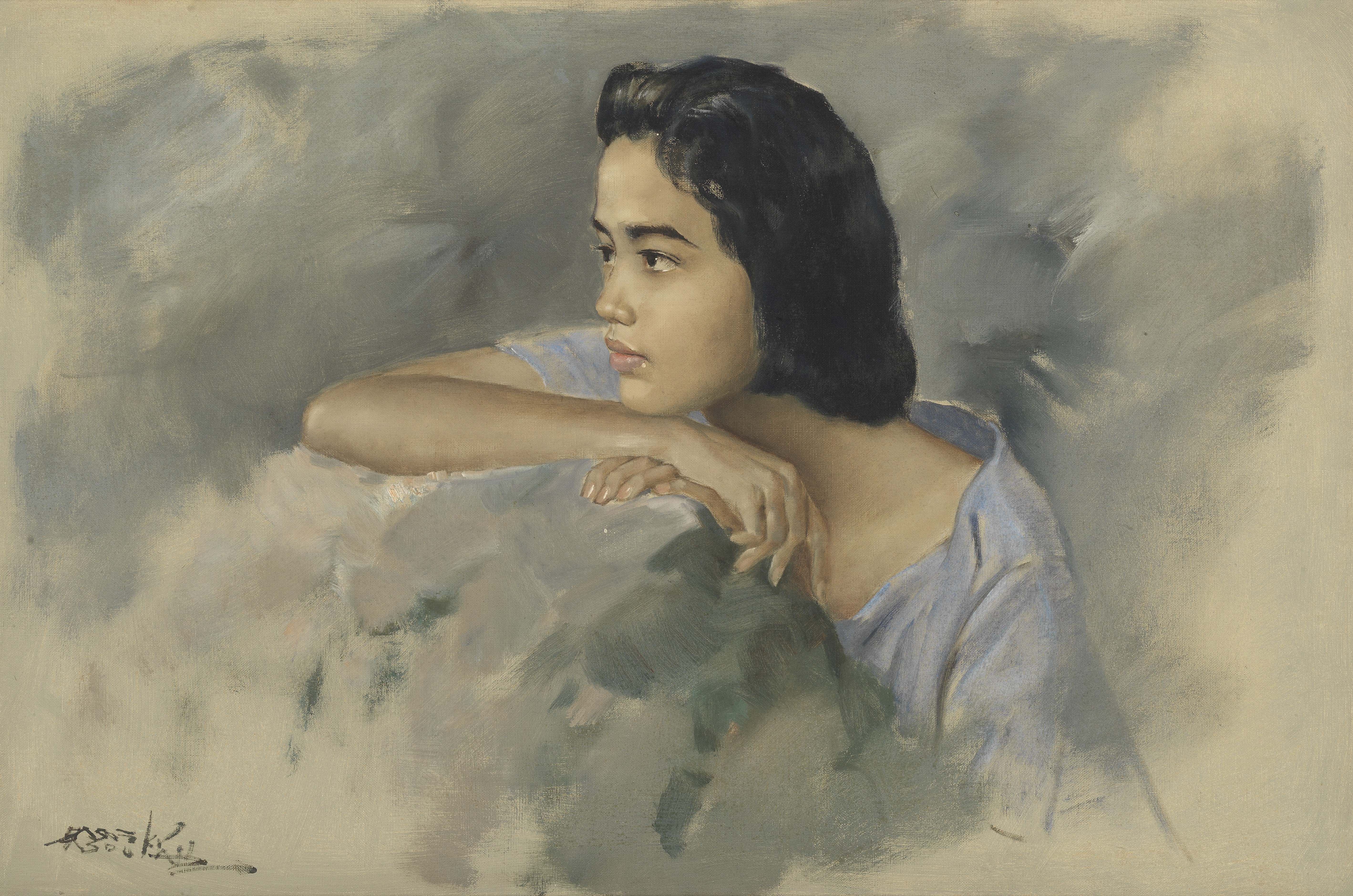 Raden Basoeki Abdullah (Indonesian, 1915-1993) Portrait of an Indonesian girl